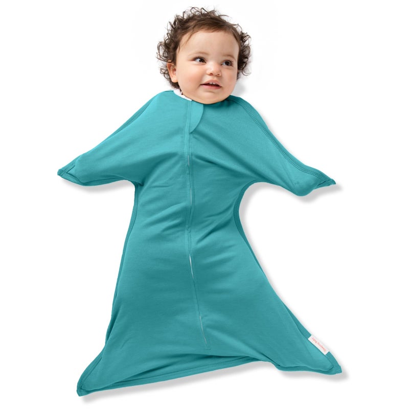 SleepingBaby Zipadee-Zip Transition Swaddle - Cozy Baby Swaddle Blanket with Zipper Convenience - Roomy Wearable Blanket for Easy Diaper Changes - Classic Teal, X-Small (3-6 Month) - Image 1