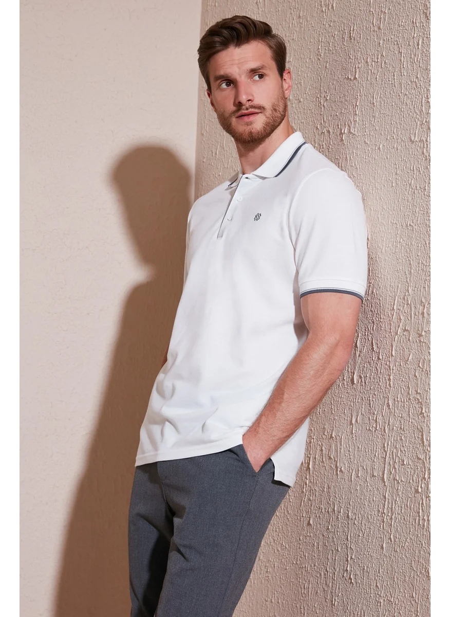بوراتي Cotton Slim Fit Stripe Detailed Buttoned Polo Collar 4-Piece T Shirt Men's T Shirt 5902118S4