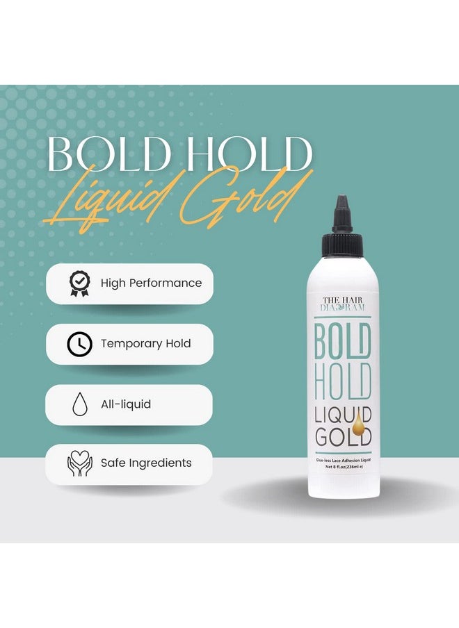 The Hair Diagram - Bold Hold Liquid Gold Glueless Lace Gel Temporary Hold For Wigs And Hair Systems Styling Agent For Baby Hairs Non Toxic Aerosol & Alcohol Free Water Based Formula 8Oz - Image 1