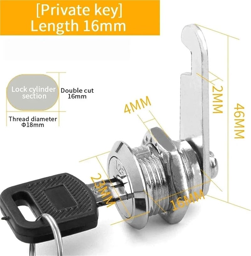 Cabinet Locks 5 Set Security Lock Metal Cylinder Cam with Keys Color 7 - Image 3