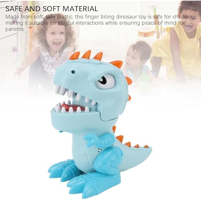 RIZGHWOY Dinosaur Finger Biting Toy, Teeth Game, Sound Effect, Interactive Anxiety Relief Toy for Kids, Soft and Safe Plastic Material (Blue) - Image 3