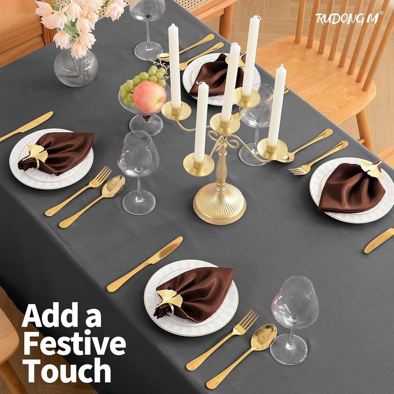 RUDONG M 72 Pack Chocolate Brown Satin Napkin 17 x 17 Inch Square Cloth Napkins Soft Fabric Napkin with Scalloped Edges Reusable Washable Dinner Table Napkins for Wedding Banquet Party - Image 5