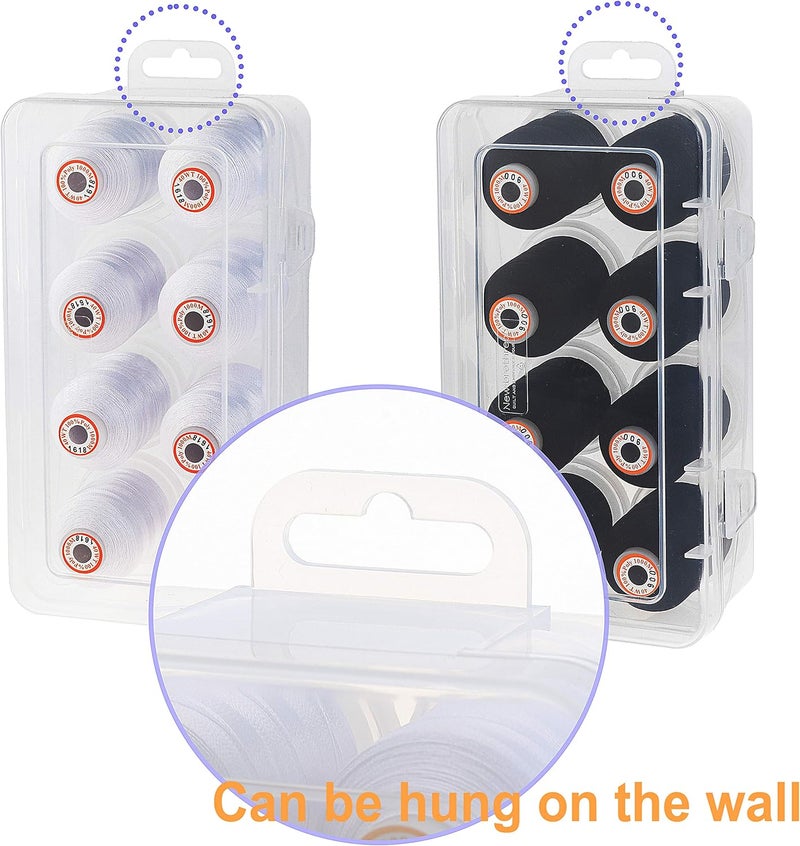 New brothread Polyester Embroidery Machine Thread 1000m Each with Clear Plastic Storage Box for Embroidery & Quilting - 8xSnow White - Image 3