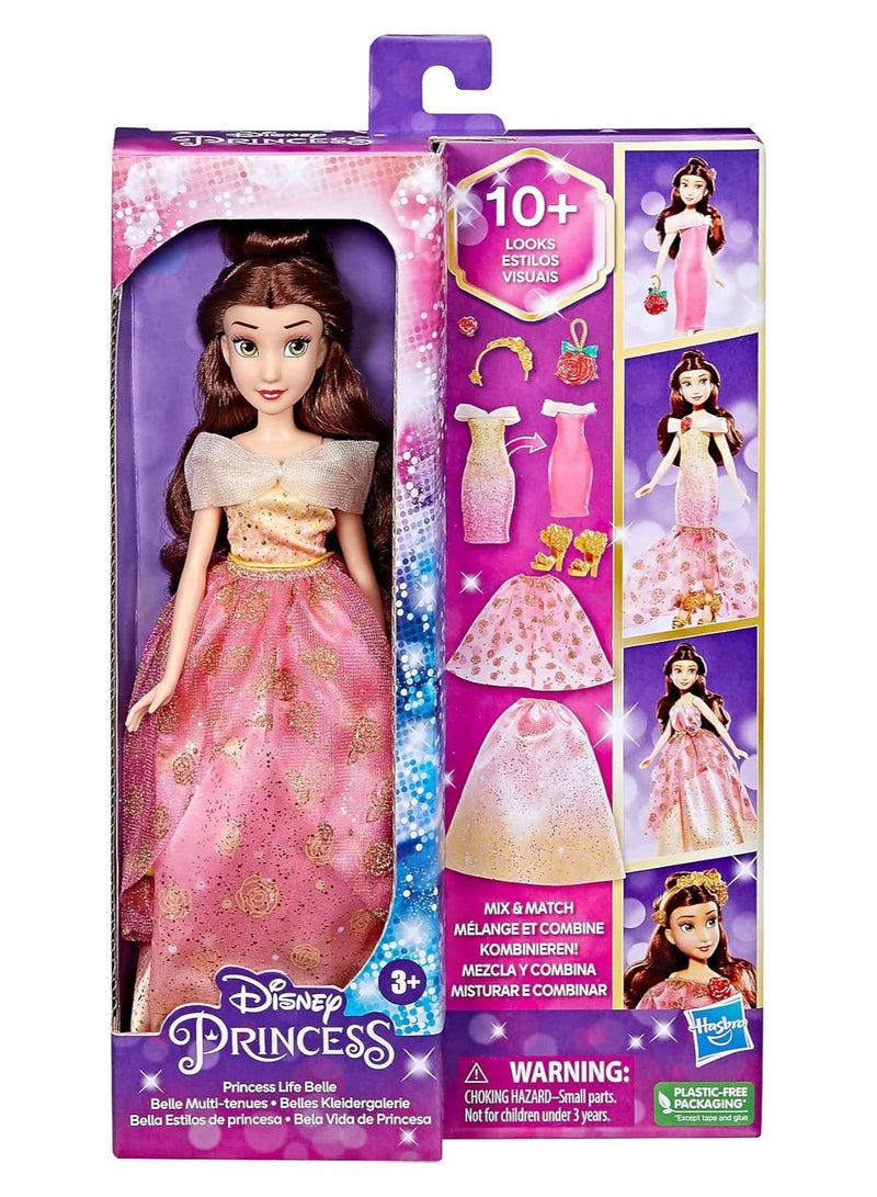 Hasbro/Disney Disney Princess Life Belle Fashion Doll, 10 Outfit Combinations, Toy For Kids 3 Years Old And Up - Image 1