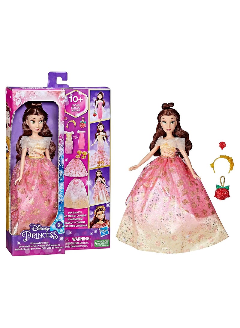 Hasbro/Disney Disney Princess Life Belle Fashion Doll, 10 Outfit Combinations, Toy For Kids 3 Years Old And Up - Image 2