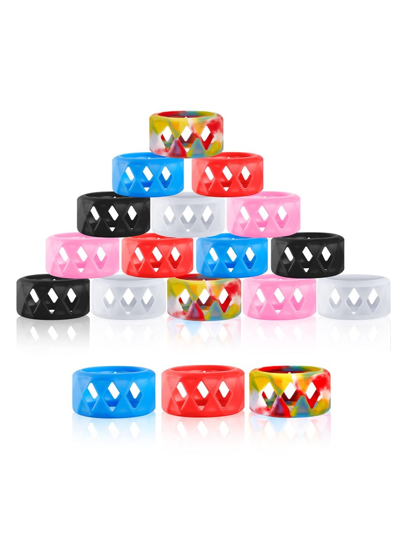 SOLARAE 18 Pcs Silicone Anti Slip Ring Non Skid Band Ring Soft Protection Sleeve Bulb Glass Silicone Ring 6 Colors (25 x 17 mm) - Image 1