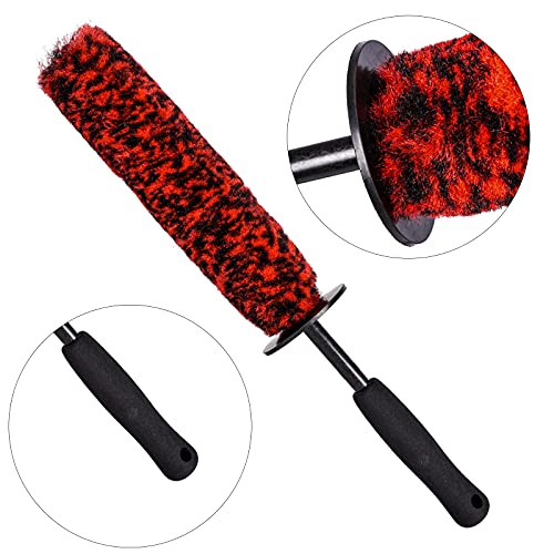 bzczh 3 Pcs Soft Wheel Brushes for Cleaning Wheels Kit - 1x Synthetic Soft Car Wheel Rim Brush，1x Long Handle Cleaning Brush and 1x Car Detail Brush, Clean Dirty Wheel… - Image 4