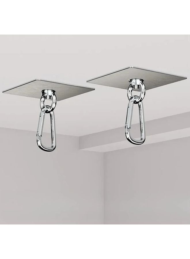 قطعتان من خطافات الفولاذ المقاوم للصدأ القوية اللاصقة للتعليق الخالي من التلف للملابس الخارجية والستائر - Image 2