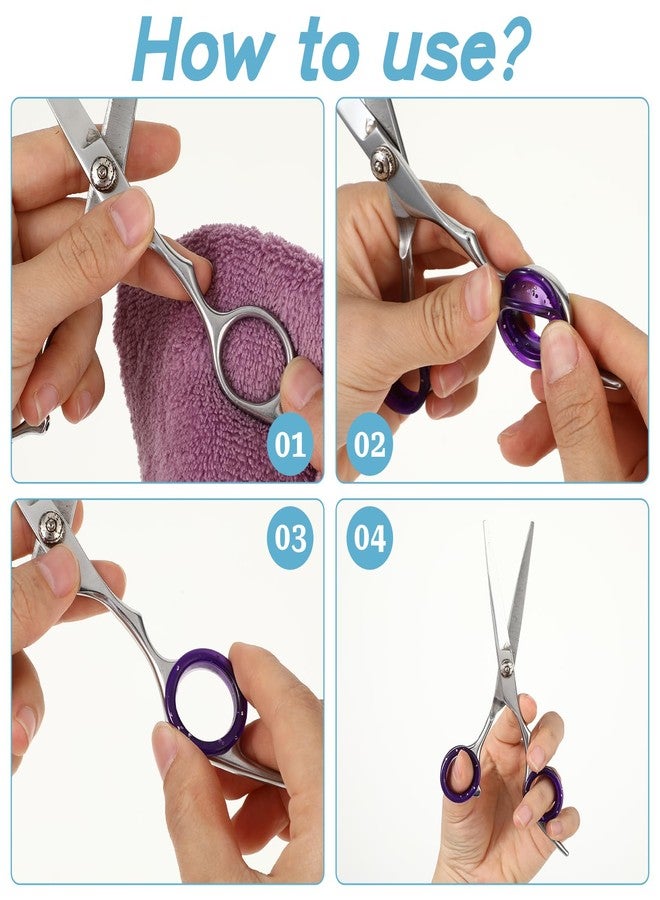 Styquenzer 12 PCS Scissors Finger Rings Soft Silicone Scissors for Pet Grooming Scissors Accessories for Animal Hair Cutting Thumb Inserts Finger Protector Ring for Professional Barber - Image 5