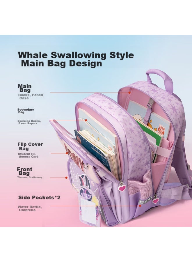Germ My Little Pony Backpack For Primary School Students, Ultra-light Spine Protection, For Grades 1-6, Large Capacity Children's Schoolbag, Sweet Party - Image 5