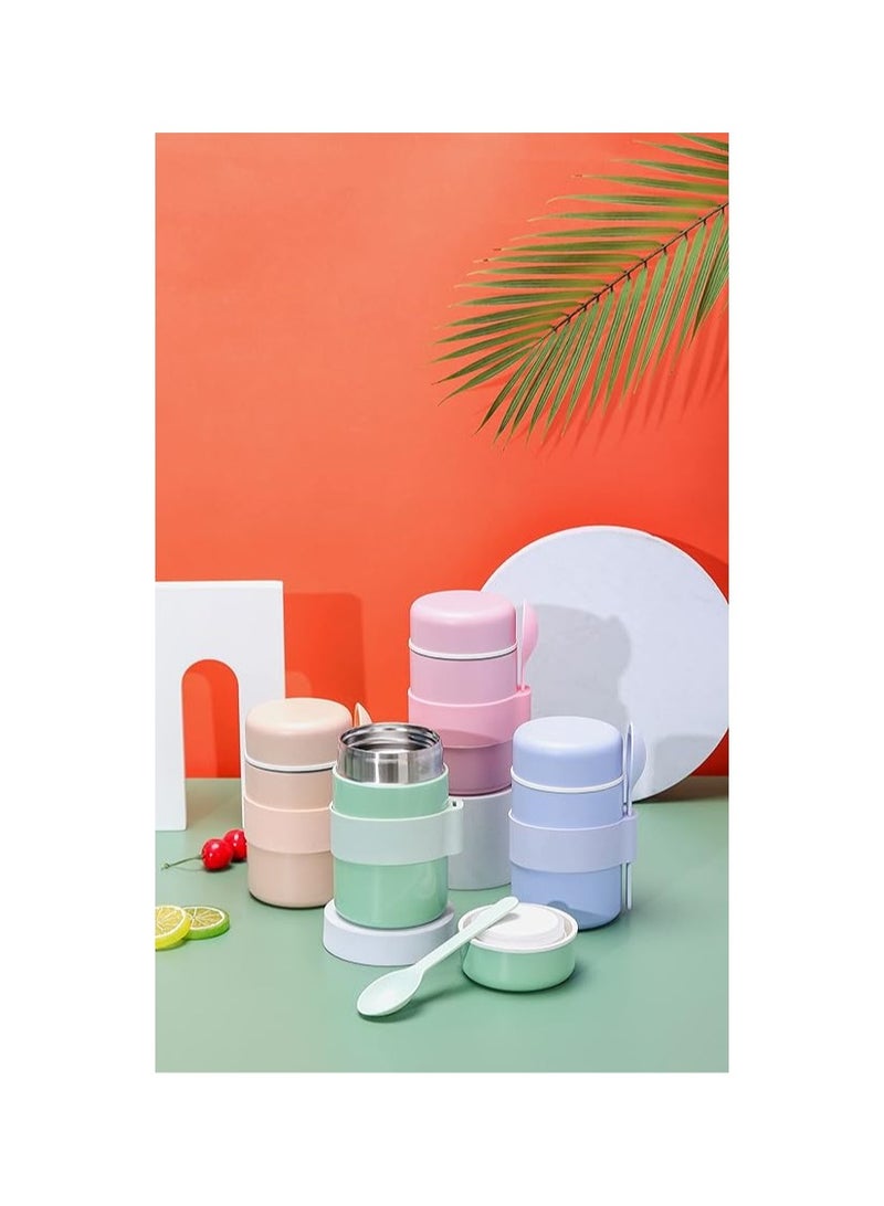 چينيرال براند حاوية حساء معزولة بالفراغ سعة 400 مل، صندوق غداء من الفولاذ المقاوم للصدأ للأطفال والكبار (400 مل، وردي) - Image 2