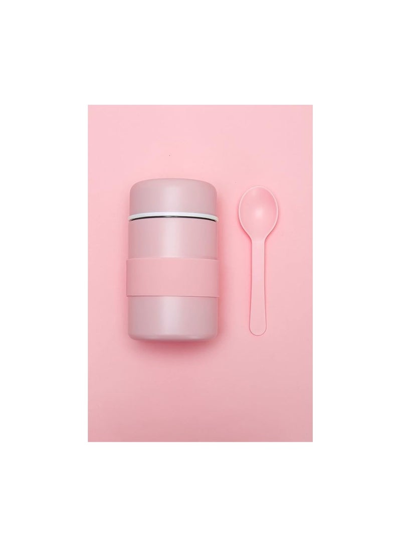 چينيرال براند حاوية حساء معزولة بالفراغ سعة 400 مل، صندوق غداء من الفولاذ المقاوم للصدأ للأطفال والكبار (400 مل، وردي) - Image 1