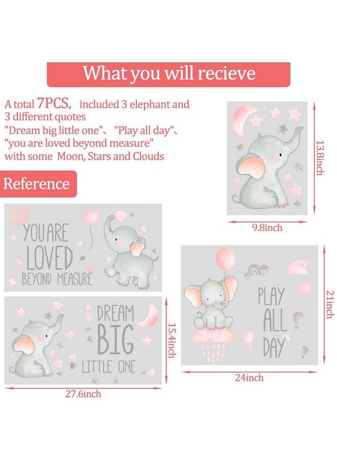 Outus Dream Big Little One Elephant Wall Stickers Baby Room Wall Decals Moon Hot Air Balloon Grey Stars Wall Decals For Nursery Kids Room Living Room Bedroom Decorations Home Decor (Cute Style)  - Image 4