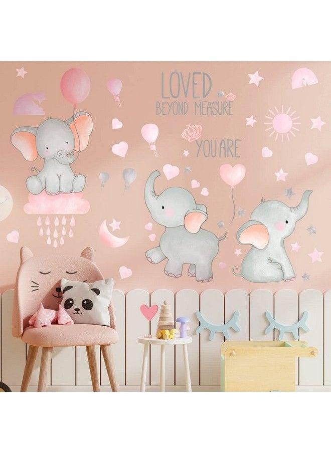 Outus Dream Big Little One Elephant Wall Stickers Baby Room Wall Decals Moon Hot Air Balloon Grey Stars Wall Decals For Nursery Kids Room Living Room Bedroom Decorations Home Decor (Cute Style)  - Image 3