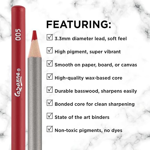 cezanne Creative Mark Cezanne Premium Colored Pencils Rose Red 6 Pack - Highly-Pigmented Drawing Pencils - Coloring Pencils for Drawing, Blending, Coloring, and More - Image 5