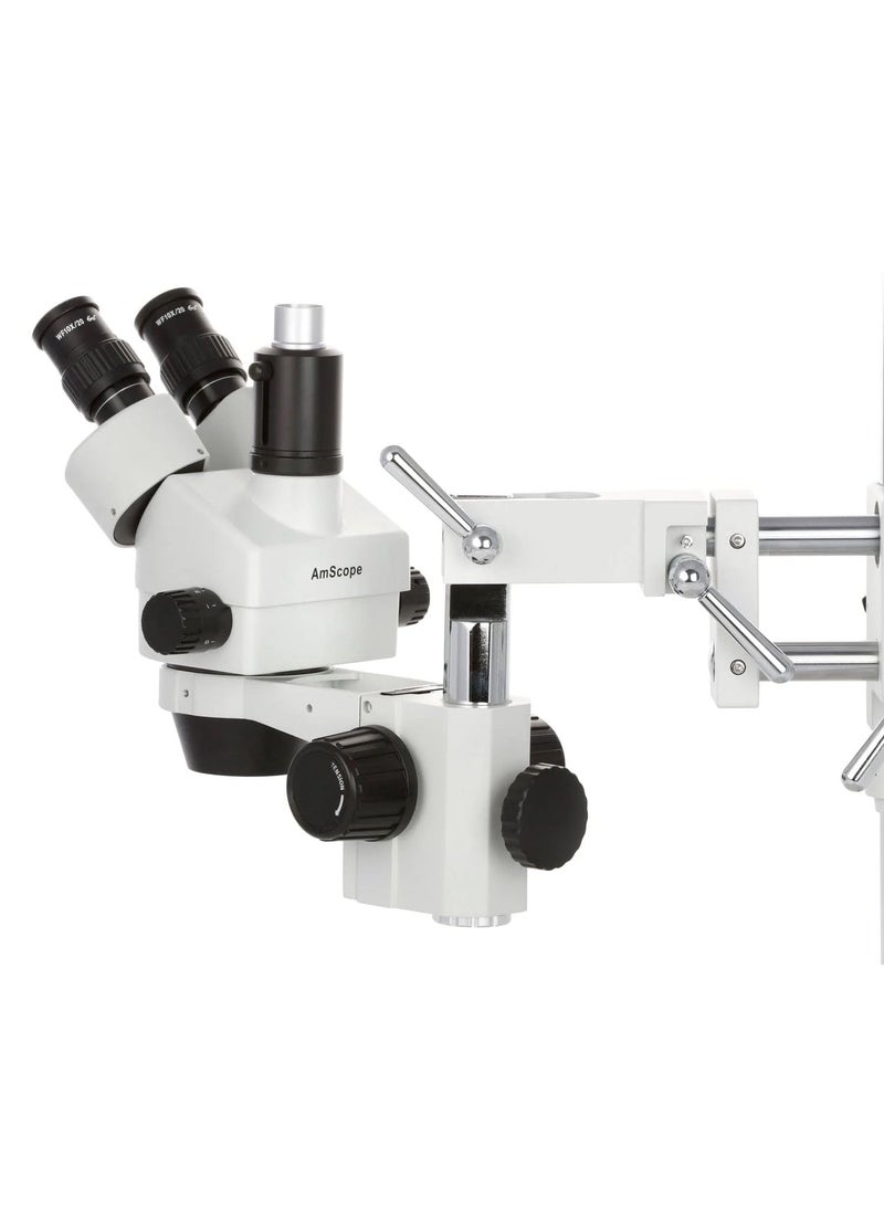 AmScope AmScope 35X90X SimulFocal Stereo Zoom Microscope on Boom Stand with 144LED Ring Light and 10MP USB3 Camera  - Image 5