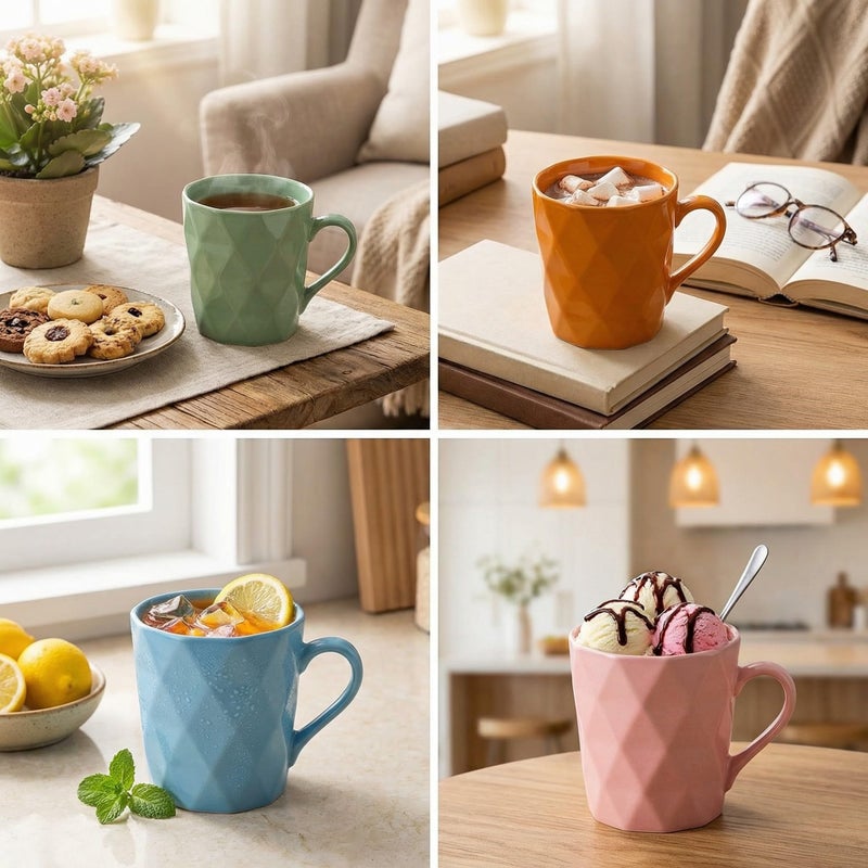 MIWARE 11 Ounce Porcelain Mugs, Set of 6, Tea and Cocoa Mug Set, Multicolor, Matte - Image 5