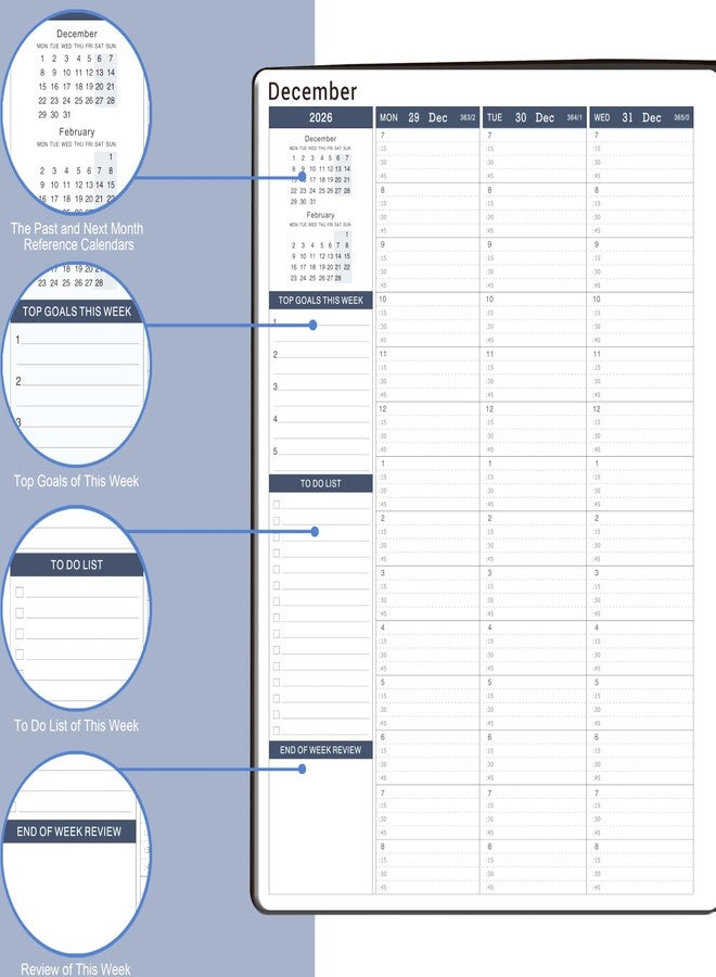 Poluma 2026 Weekly Appointment Book & Planner - Daily Hourly Planner 2026 with 15-Minute Interval, January 2026 - December 2026, 8.5" x 11", Achieve Your Goals & Improve Productivity - Black - Image 4