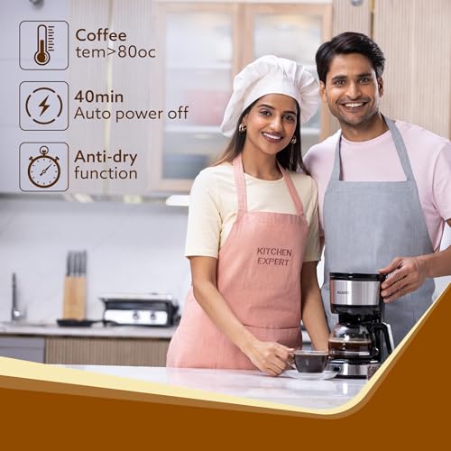 AGARO Royal 4 Big Cups Drip Coffee Maker, 600 Ml Borosilicate Glass Carafe Jar, 750W, Water tank with Level Indicator, Brewer Machine with Cone Filter, Auto Shut Off, Steel Body, Black & Silver - Image 4