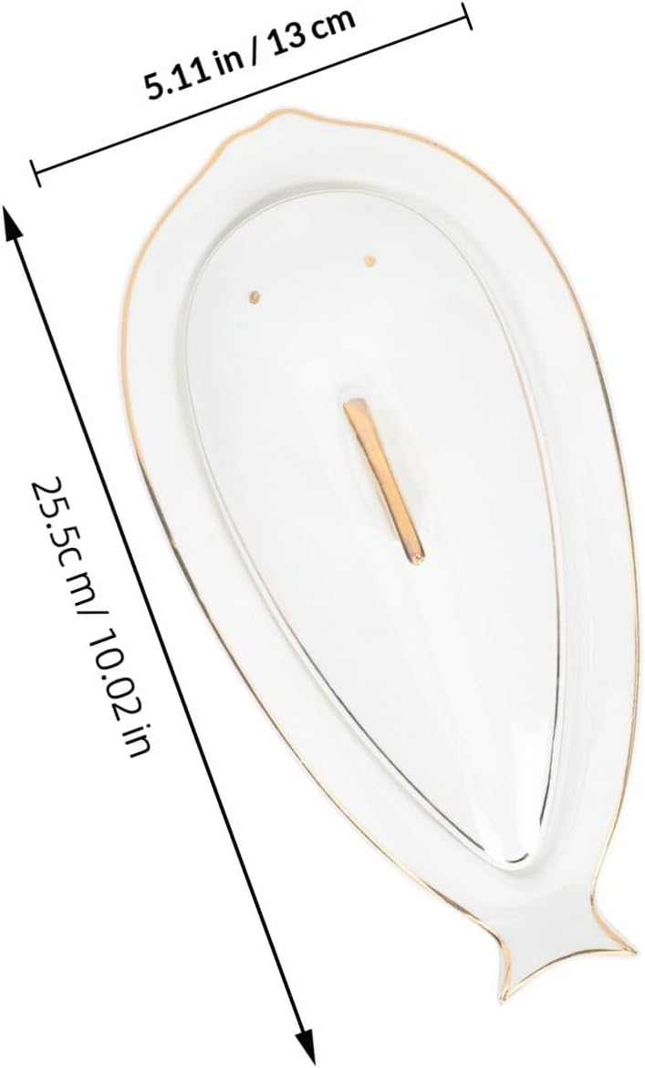Ceramic Fish Serving Plate with Lid Small Gold Painted Carp Design Creative Seafood Stew Dish for Restaurant and Home Use - Image 2