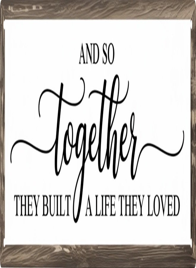 CSWLJS Rustic Metal Tin Signs And So Together They Built A Life They Loved Kitchen Sign Wall Decor White Vintage Farmhouse Bar Decor For Home Pantry Dining Room Coffee Shop 4x16 In - Image 1