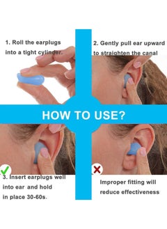 HaHaHai 6 Pairs Noise Cancelling Earplugs for Sleeping Soft Reusable Moldable Silicone Ear Plugs for Swimming Snoring Travel Study (Blue)  - Image 3