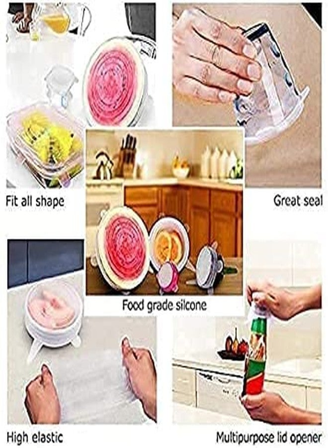 HEBEZON 6 Pc Microwave Safe Silicone Stretch Lids Flexible Covers for Utensils, Bowls, Dishes,Plates Jars, Cans, Mugs, Food Safety Reusable Lids (Pack Of 6). - Image 5