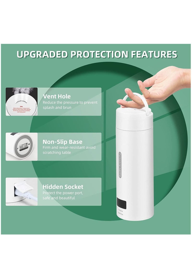 Generic - 500ml Travel Electric Kettle, Portable Small Tea Coffee Water Boiler, Electric 304 Stainless Steel BPA Free with 4 Temperature Control and Auto Shut (White) - Image 1