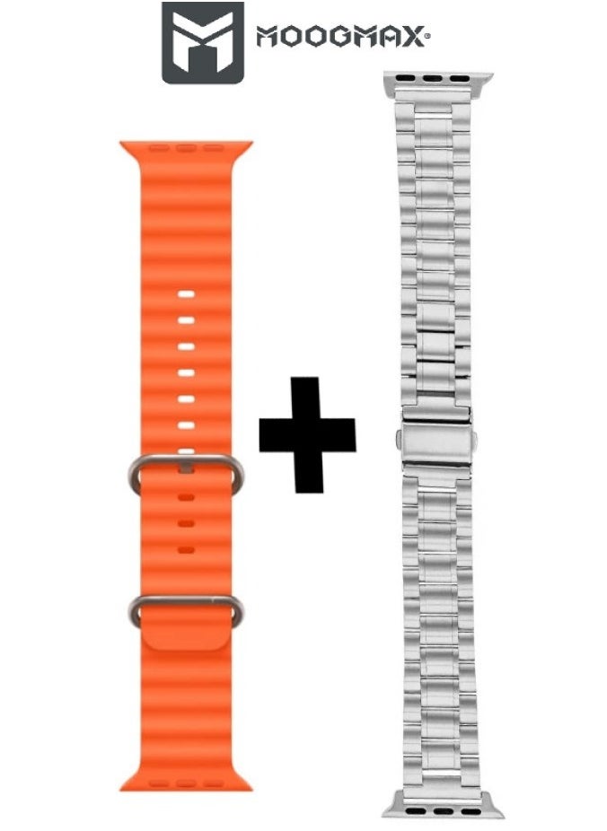 MOOGMAX - MoogMax (2nd Gen) ultra watch. IPX6 Water-resistant watch ultra. Smart touch watch with gesture-based call answering & answering from the watch using the built-in mic. smart watch ultra with a watch mobile app. Smart sports watch with all fitness measurements. smartwatch with wireless charging. Silver - Image 1