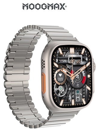 MoogMax (2nd Gen) ultra watch. IPX6 Water-resistant watch ultra. Smart touch watch with gesture-based call answering & answering from the watch using the built-in mic. smart watch ultra with a watch mobile app. Smart sports watch with all fitness measurements. smartwatch with wireless charging. Silver - pzsku/ZDE157781DFA2099D2F0FZ/45/1746808842/8cfb37f5-1cfb-4faf-8c6d-f420a840cd09