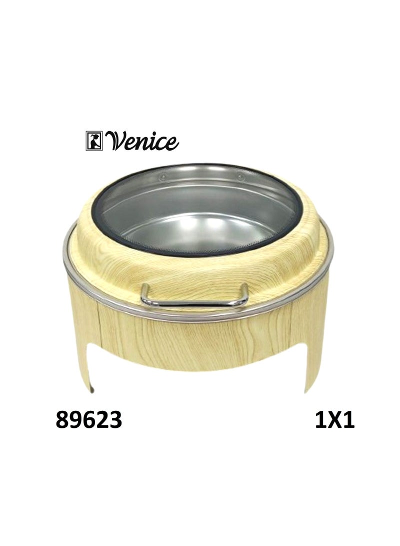 Chafing Dish,6.34QT Round Stainless Steel Chafing Dish Buffet Set with Lids,Full Size Buffet Servers and Warmers with Glass Lid & Roll Top