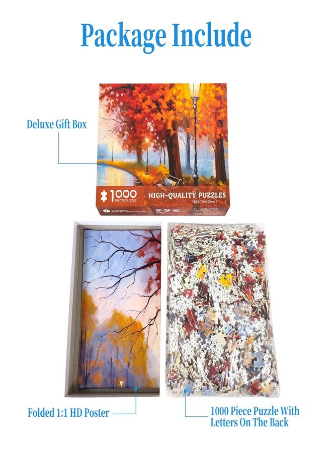 CHengQiSM 1000 Piece Puzzles for Adults, Maple Park Puzzle 1000 Pieces Puzzles for Adults 1000 Pieces Autumn Park Jigsaw Puzzles for Adults Teens Seniors Fall Scene Challenging Puzzle Game - Image 5
