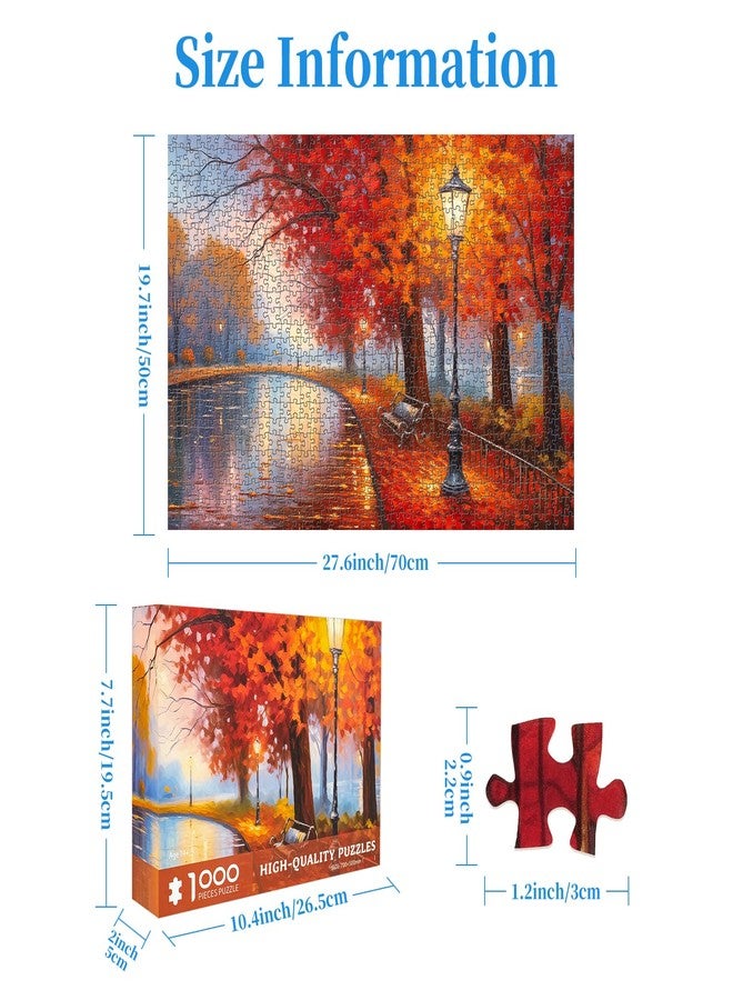 CHengQiSM 1000 Piece Puzzles for Adults, Maple Park Puzzle 1000 Pieces Puzzles for Adults 1000 Pieces Autumn Park Jigsaw Puzzles for Adults Teens Seniors Fall Scene Challenging Puzzle Game - Image 3