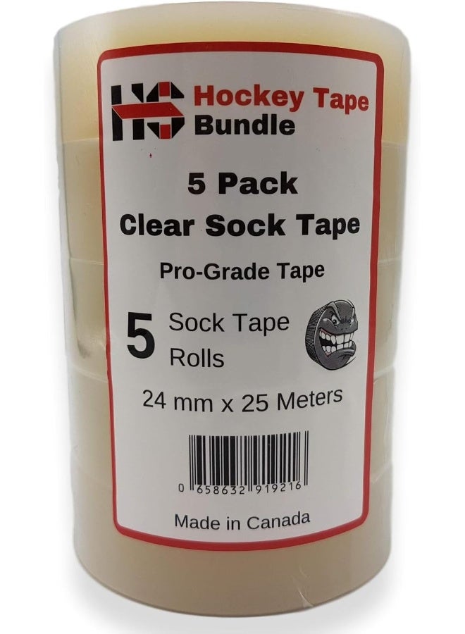 Sports Tape Sportstape Clear Hockey Tape. Shin Pad Sock Tape, Rips Easily, 5 Pack Made in North America.  - Image 2