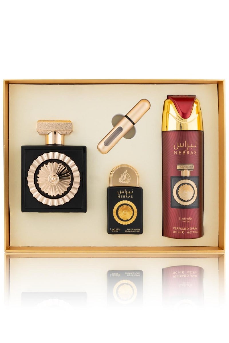 لطافة نبراس أو دو بارفان 100 مل + أو دو بارفان 20 مل + بخاخ معطر 200 مل