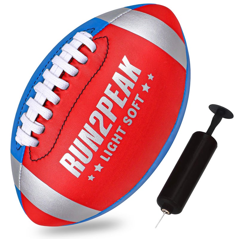 Run2Peak Light Soft Mini Football For Kids Toddler - 8"" Pu Leather And Foam Layer Small Footballs - Safe Lightweight Indoor Outdoor Beach Water Pool Sports Toys Ball For Summer Outside Games Play - Image 1