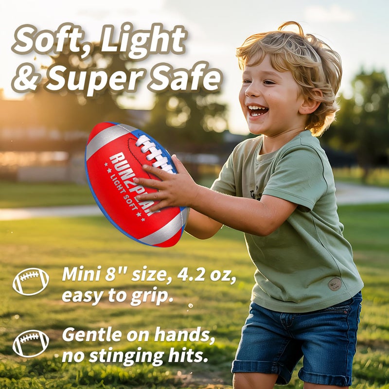 Run2Peak Light Soft Mini Football For Kids Toddler - 8"" Pu Leather And Foam Layer Small Footballs - Safe Lightweight Indoor Outdoor Beach Water Pool Sports Toys Ball For Summer Outside Games Play - Image 2