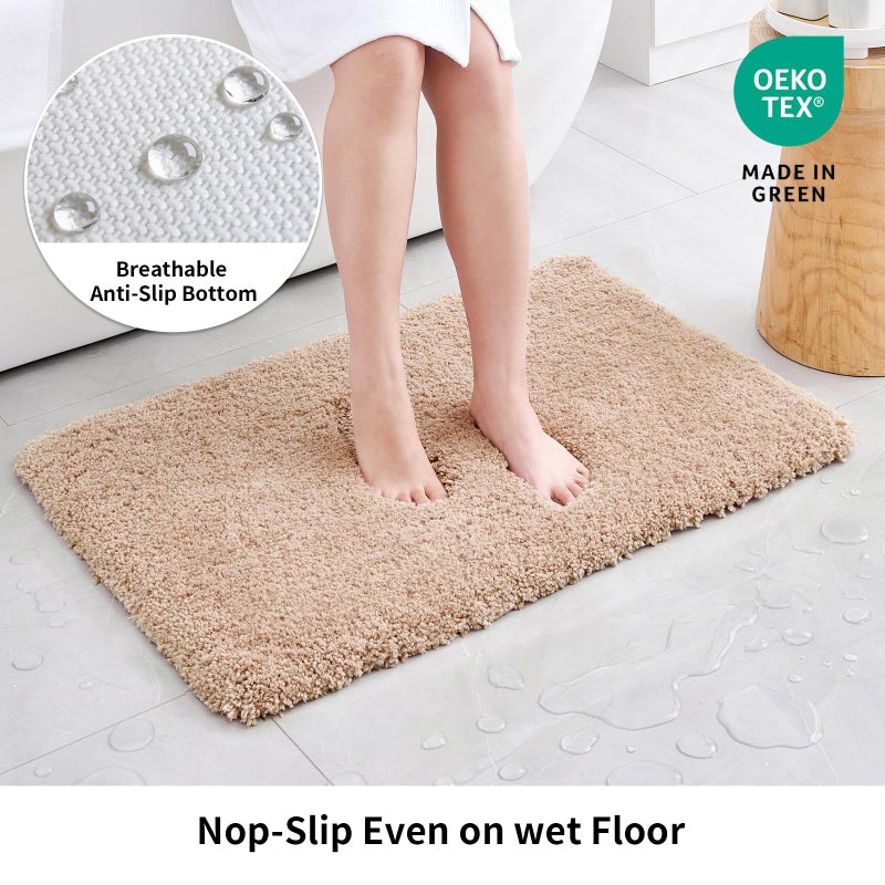 Disolla Beige Bathroom Rug 17x24 - Non-Slip Plush Small Bath Mat, Highly Absorbent & Ultra Soft Fluffy Floor Mat, Machine Washable for Shower and Tub - Image 3