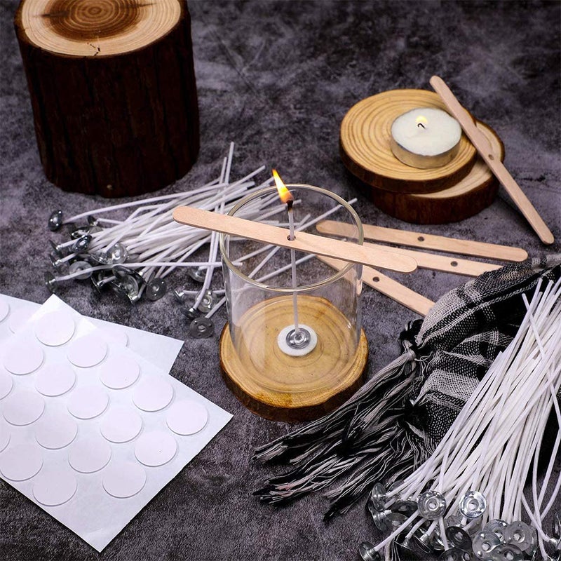 ANTUNIHOD Bulk 6-Inch Candle Wicks - 100 Pcs with Wick Stickers & Centering Device for Soy/Beeswax Candle Making - Image 5