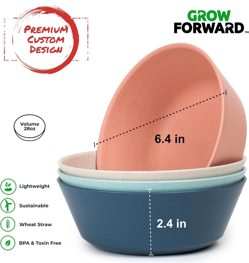 Grow Forward Premium Wheat Straw Plates and Bowls Sets  8Piece Wheat Straw Dinnerware Sets  Unbreakable  Reusable Microwave Safe Plastic Dinner Plates for Outdoors RV Camping Dishes  Tropical - Image 4
