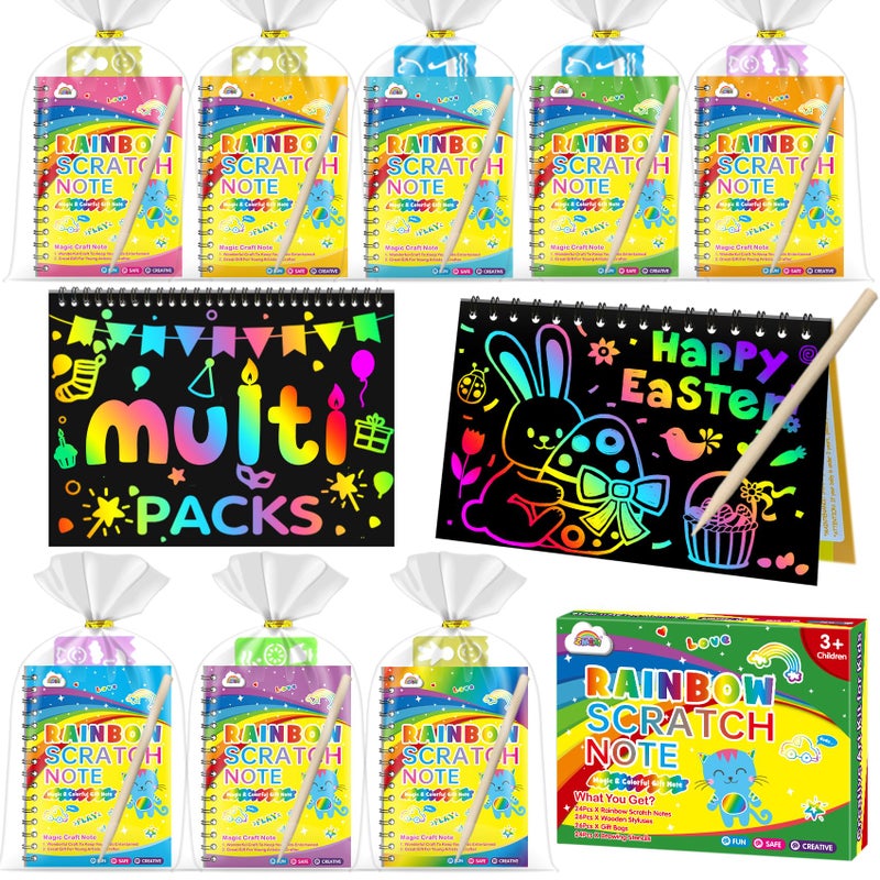 ZMLM 48 Pack Scratch Art Party Favors Birthday Party Favors for Kids 48 Bulk Rainbow Scratch Notebook Paper Pads Goodie Bags Stuffers Girls Boys Classroom Gifts Crafts Toys Easter Basket Stuffers - Image 2