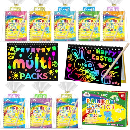 ZMLM 48 Pack Scratch Art Party Favors Birthday Party Favors for Kids 48 Bulk Rainbow Scratch Notebook Paper Pads Goodie Bags Stuffers Girls Boys Classroom Gifts Crafts Toys Easter Basket Stuffers - Image 1