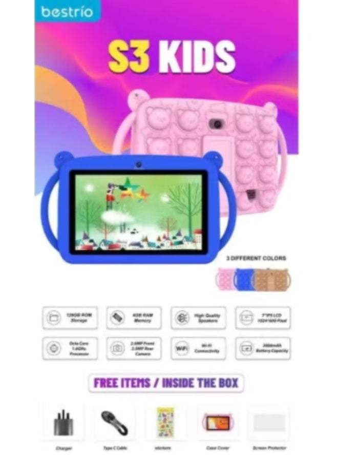 BESTRIO S3 Kids Tablet – 7-Inch Display, 128GB Storage, 4GB RAM, 3000mAh Battery, Durable Protective Case, Educational & Entertainment Tablet for Children, Safe, Portable, and Fun - Image 2