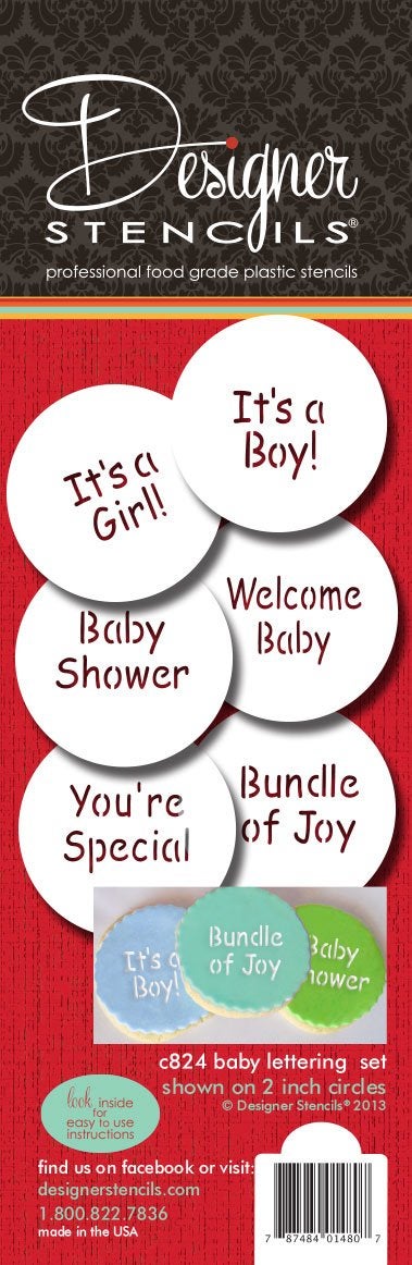Designer Stencils C824 Baby Lettering Cookie Stencil Set Its a Girl Its a Boy Baby Shower Bundle of Joy Youre Special Welcome Baby Beigesemitransparent - Image 1