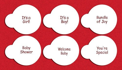 Designer Stencils C824 Baby Lettering Cookie Stencil Set Its a Girl Its a Boy Baby Shower Bundle of Joy Youre Special Welcome Baby Beigesemitransparent - Image 2