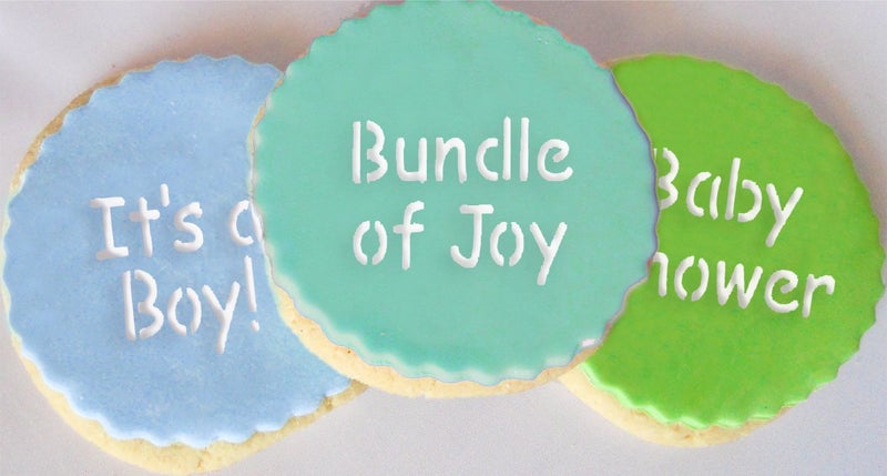 Designer Stencils C824 Baby Lettering Cookie Stencil Set Its a Girl Its a Boy Baby Shower Bundle of Joy Youre Special Welcome Baby Beigesemitransparent - Image 3