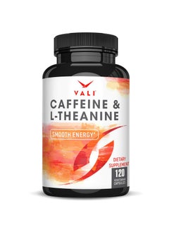 VALI VALI Caffeine 50mg & L Theanine 100mg - Caffeine Pills & L-Theanine for Smart Smooth Energy & Focus Supplement. Nootropic Brain Booster Cognitive Support Stack & Focused Clarity. 120 Veggie Capsules  - Image 1