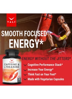 VALI VALI Caffeine 50mg & L Theanine 100mg - Caffeine Pills & L-Theanine for Smart Smooth Energy & Focus Supplement. Nootropic Brain Booster Cognitive Support Stack & Focused Clarity. 120 Veggie Capsules  - Image 4