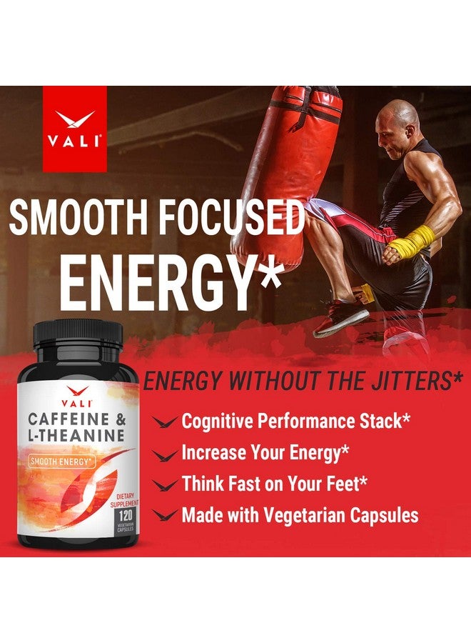 فالي VALI Caffeine 50mg & L Theanine 100mg - أقراص الكافيين وL-Theanine للحصول على طاقة ذكية وسلسة ومكملات التركيز. معزز للدماغ منشط للذكاء لدعم الإدراك ووضوح التركيز. 120 كبسولة نباتية - Image 4