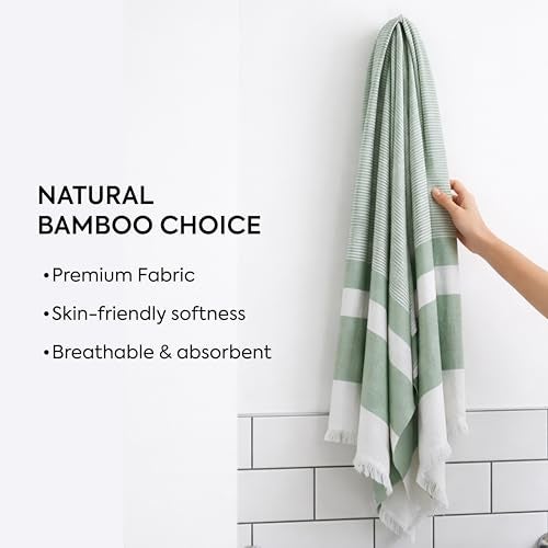 HABER 100% Bamboo Bath Towel (150 x 75 cm) – Ultra-Absorbent, 3X Softer Than Cotton, Quick Dry & Lightweight Large Eco-Friendly Towel for Bath, Gym & Travel – Sage Green Pack of 1 - Image 5